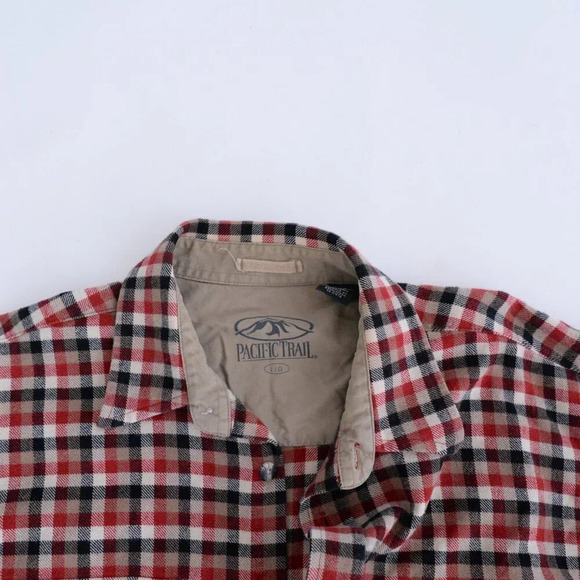 Pacific Trail Black Red Checker Button  Up Outdoor Gorpcore Thick Cotton Shirt L - Picture 4 of 10